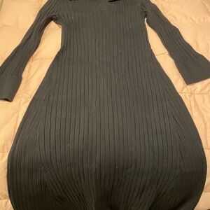 Lucky Brand Black Ribbed Midi Dress